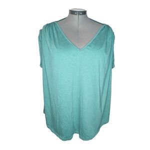 BloomChic V-Neck Teal Short Sleeve Tee/Tank Top, Size 18-20